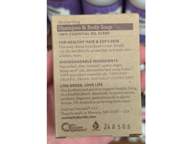 Sunleaf Moisturizing Shampoo & Body Soap, Rosy Geranium, 5 oz/142 g