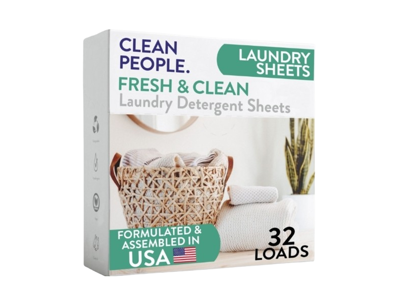 Clean People. Ultra Concentrated Laundry Detergent Strips, Fresh & Clean, 32 Loads