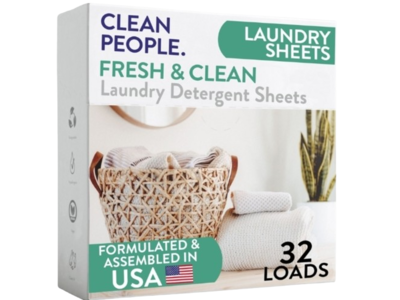 Clean People. Ultra Concentrated Laundry Detergent Strips, Fresh & Clean, 32 Loads