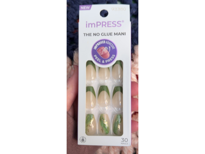 Kiss Impress No Glue Mani Press-On Nails, Ballerina, 30 Count