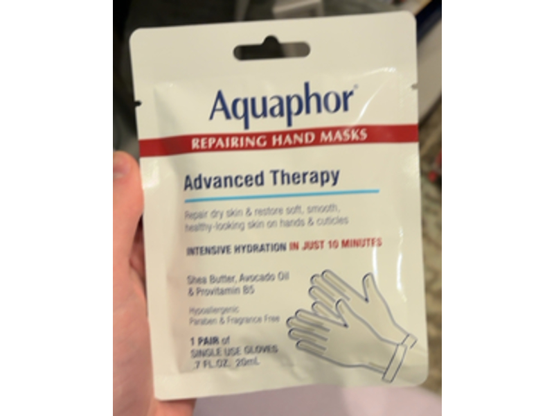 Aquaphor Advanced Therapy Repairing Hand Masks, 7 fl oz/20 mL, 1 Pair