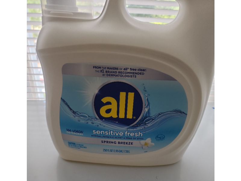 All Sensitive Fresh Detergent, Spring Breeze, 166 Loads, 250 fl oz/7.39 L
