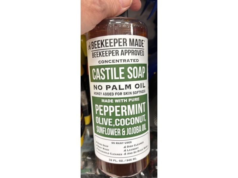 Beekeeper Made Concentrated Castile Soap, Peppermint, 32 fl oz/946 mL