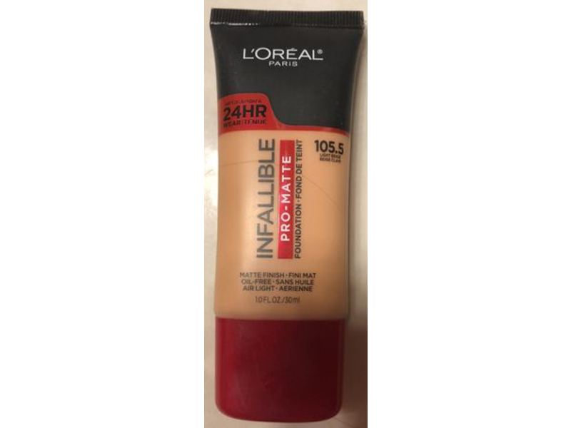 L'Oreal Paris Infallible Pro Matte Foundation,105.5 Light Beige, 1.0 fl oz/30 mL