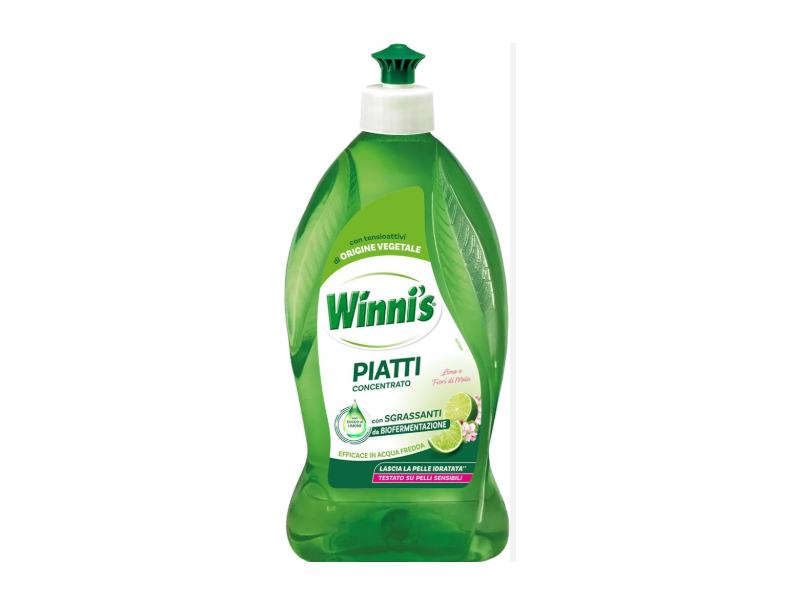 Winni's Concentrated Dishwashing Detergent, Lime & Apple Blossoms, 480 mL, Pack Of 12