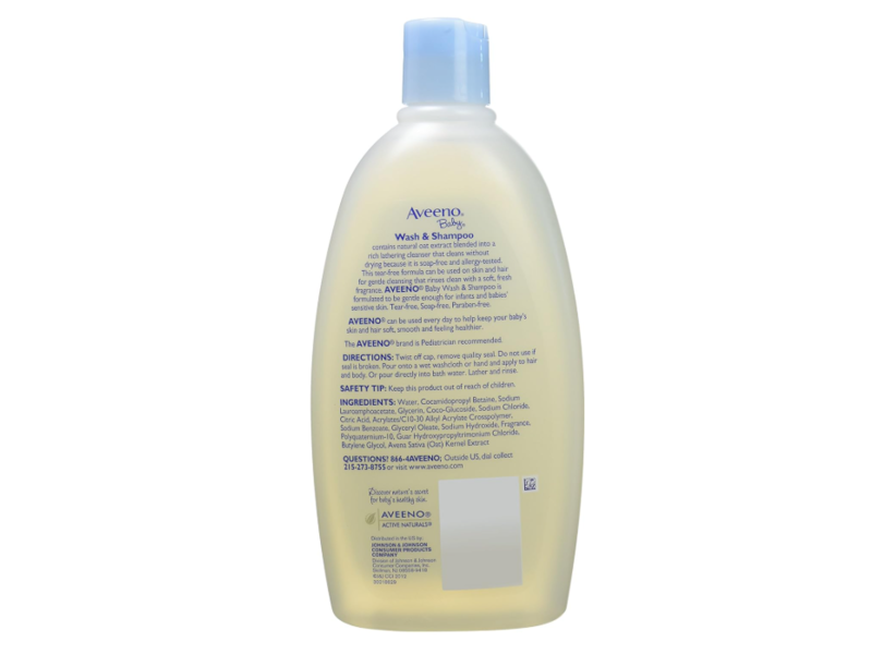 Aveeno Baby Wash & Shampoo, Natural Oat Extract, 18 fl oz/532 mL, 2 Pack