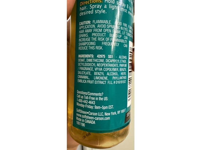 SoftSheen - Carson Optimum Amla Legend Enchanted Finish Hold + Polish Spray, Amla Oil, 6.1 fl oz/180 mL