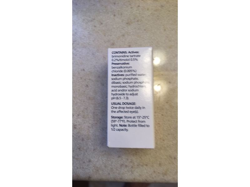 Combigan (brimonidine tartarate/timolol maleate) ophthalmic solution 0.2%/0.5%), 2.5 mL Allergan Inc (RX).