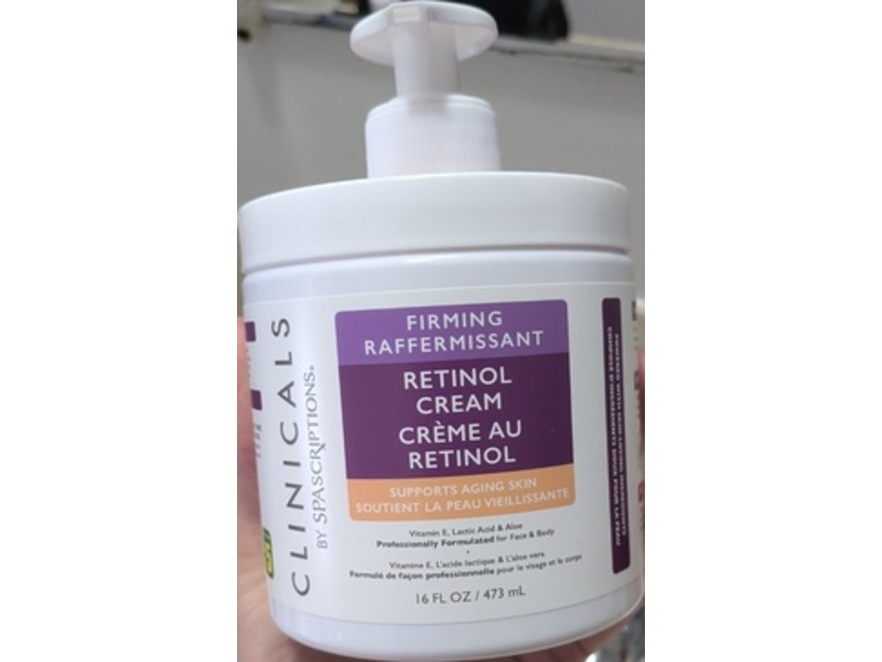 Clinicals By Spascriptions Firming Raffermissant Retinol Cream, Vitamin E, Lactic Acid & Aloe, 16 fl oz/473 mL