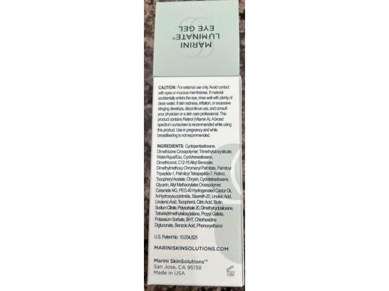 Marini Skin Solutions Marini Luminate Eye Gel, 0.5 fl oz/15 mL