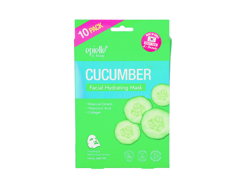Epielle K-Beauty Facial Hydrating Mask, Cucumber, 7 fl oz/230 mL, 10 Masks