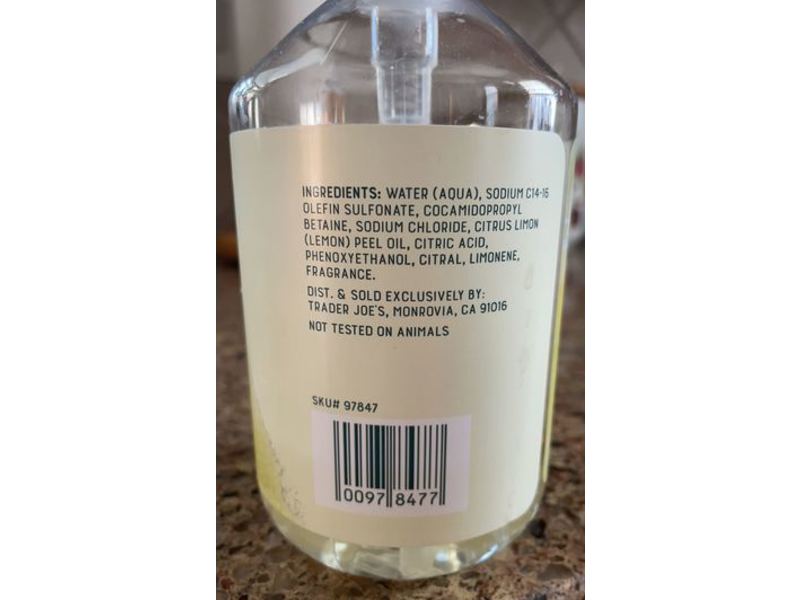 Trader Joe's Kitchen Hand Saop, Lemon, 17 fl oz/503 mL
