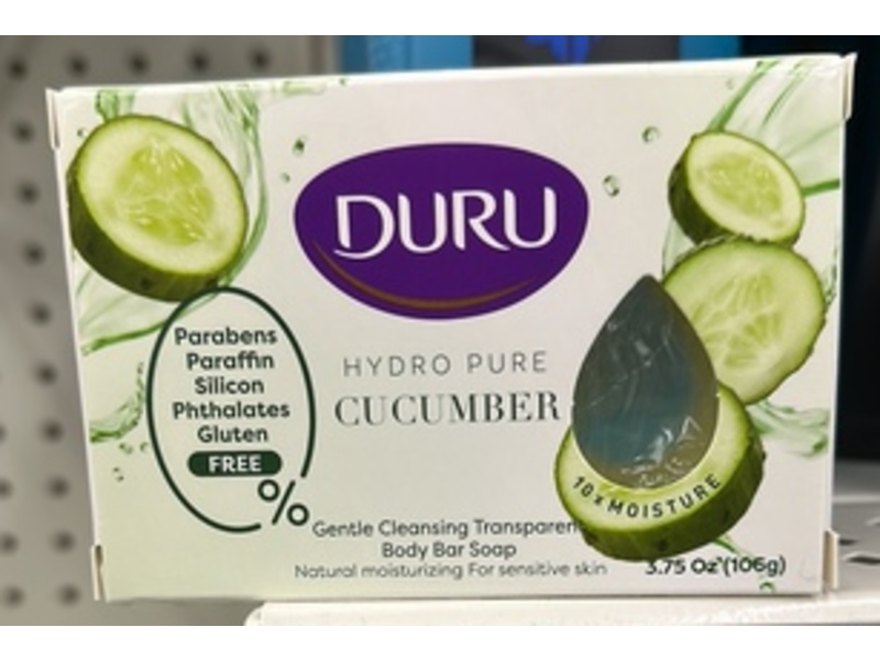 Duru Hydro Pure Gentle Cleansing Transparent Body Bar Soap, Cucumber, 3.75 oz/106 g