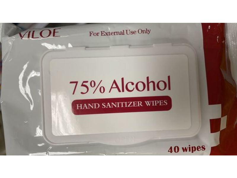 Viloe Hand Sanitizer Wipes, 75% Alcohol, 40 Count