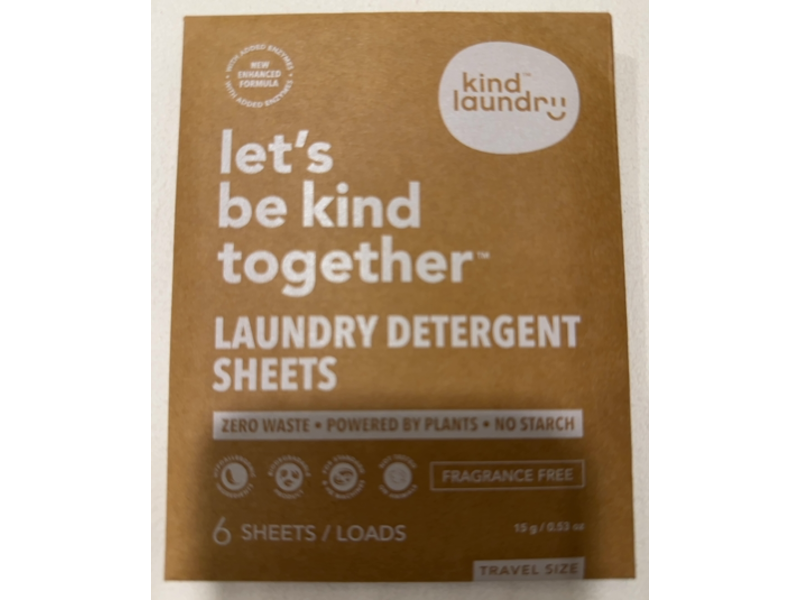 Kind Laundry Let's Be Kind Together Laundry Detergent Sheets, 0.53 oz/15 g, 6 Count