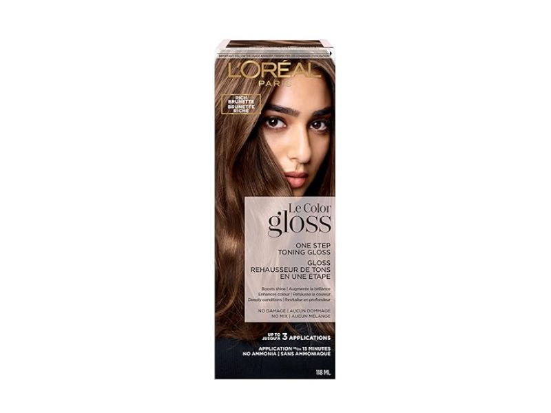 L'Oreal Paris Le Color gloss One Step Toning Gloss, Rich Brunette, 4 fl oz/118 mL, 3 Applications