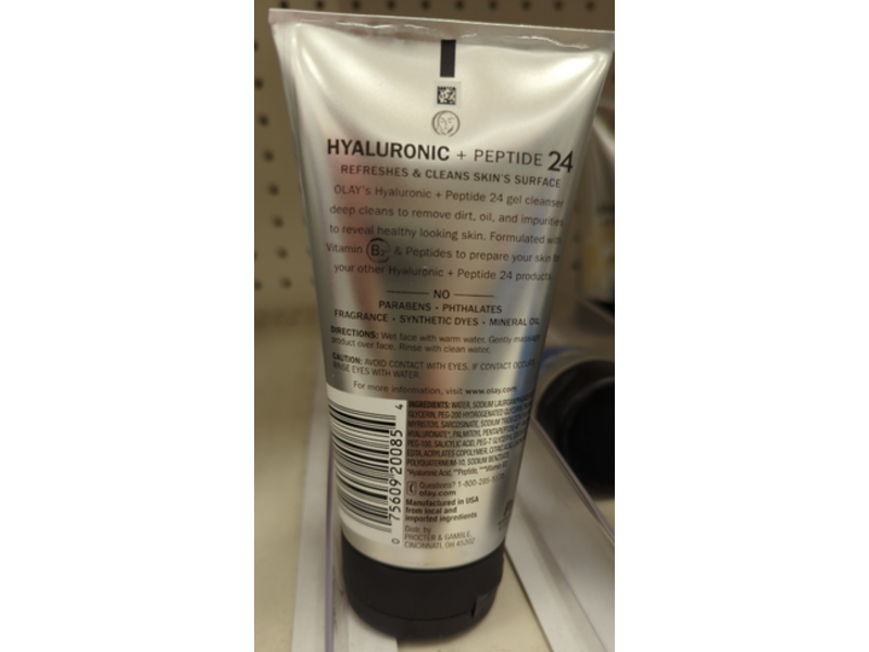 Olay Regenerist Hyaluronic + Peptide 24 Face Wash, Fragrance-Free, 5 fl oz/150 mL