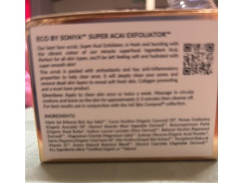 Eco By Sonya Super Acai Exfoliator Deep Pore Cleansing Facial Scrub, 4.41 oz/125 g