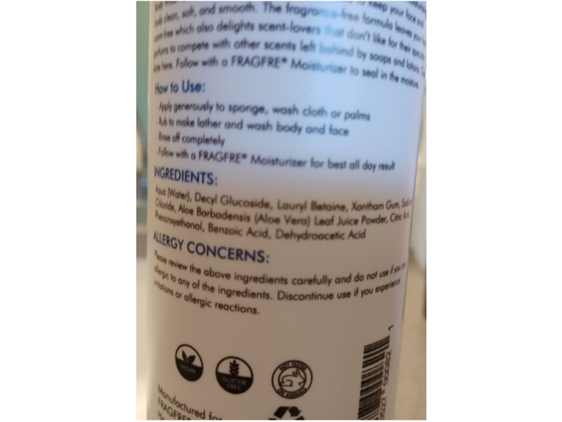 Fragfre Moisturizing Body Wash, Refreshes Rejuvenates Restores & Smoothens, 16 fl oz/473 mL