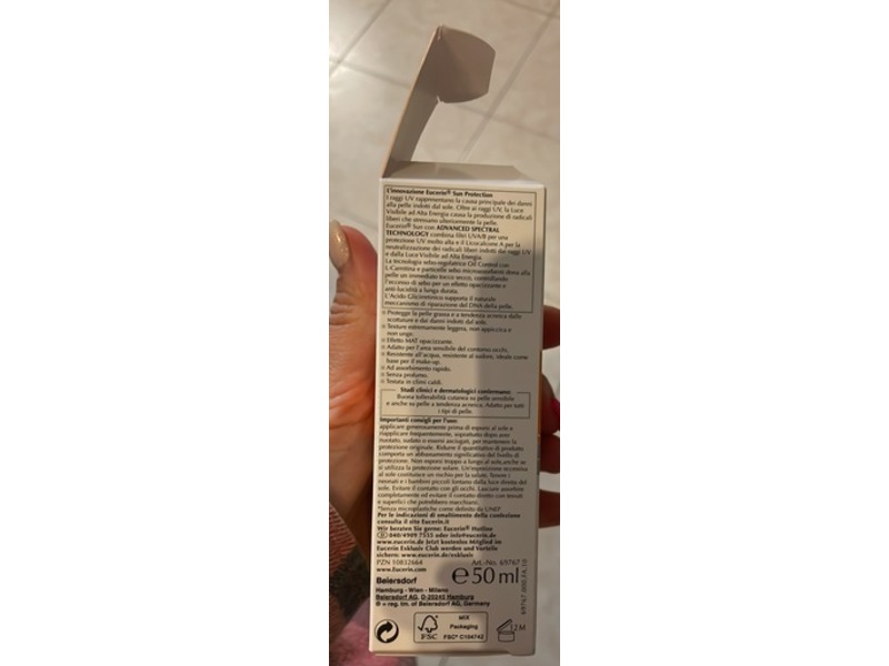 Eucerin Sun Face Oil Control Gel-Cream, SPF 50+, 50 mL