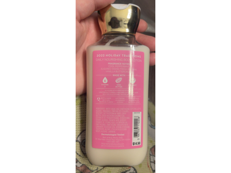 Bath & Body Works Twisted Peppermint Daily Nourishing Body Lotion, Shea Butter + Coconut Oil,8 fl oz/236 mL