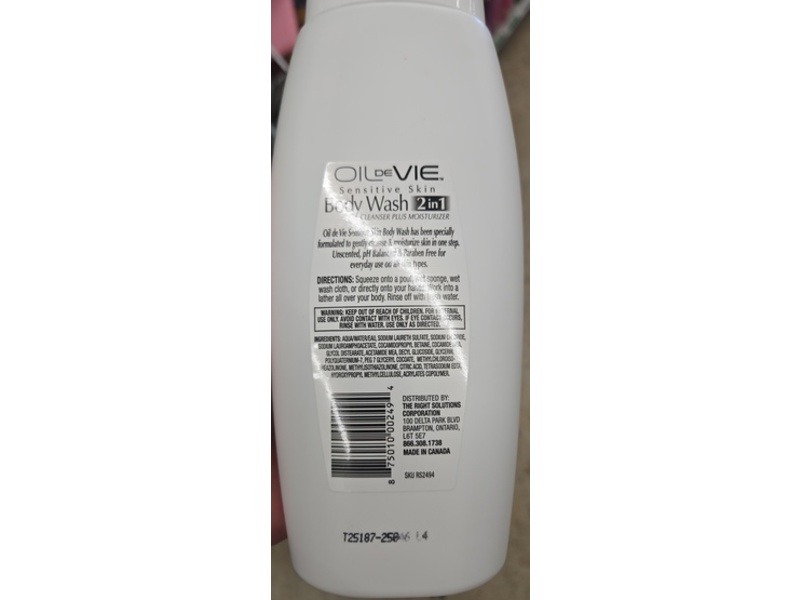 Oil De Vie Sensitive Skin 2 In 1 Body Wash, 18 fl oz/532 mL, Pack Of 2