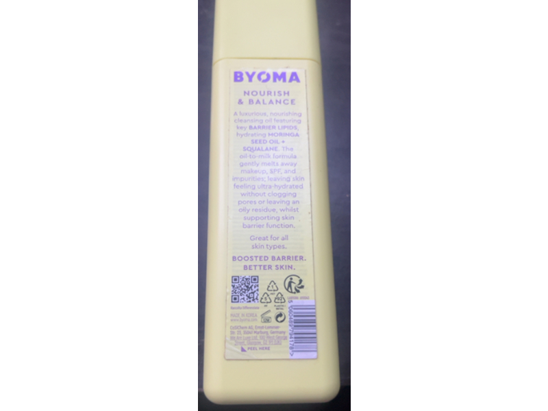 Byoma Milky Oil Cleanser, Barrier Lipids + Squalane & Moringa Seed Oil, 3.38 fl oz/100 mL