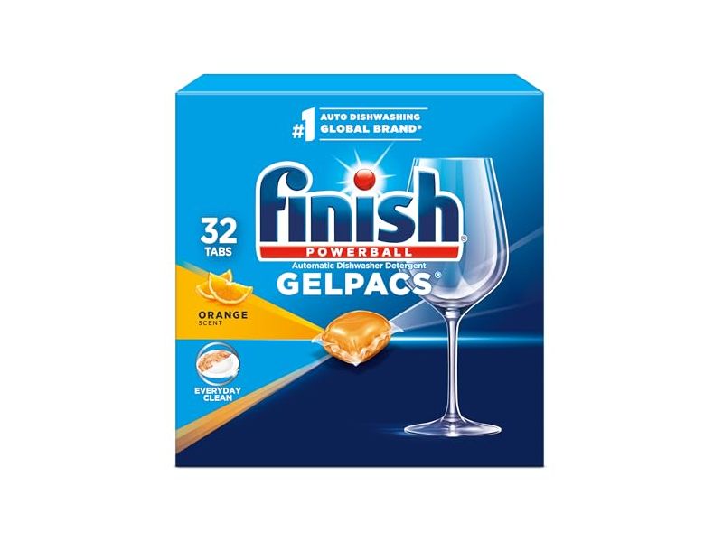 Finish Automatic Dishwasher Detergent Gel Pacs, Orange Scent, 18.6 oz/528 g, 32 Count