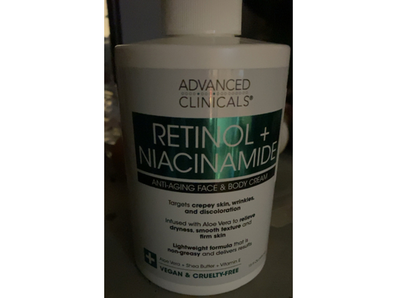 Advanced Clinicals Anti-Aging Face & Body Cream, Retinol +Niacinamide, 15 fl oz/444 mL