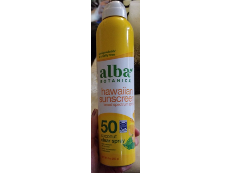 Alba Botanica Hawaiian Sunscreen Spray, SPF 50, Coconut Clear, 8 oz/227 g