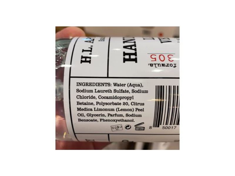 Home & Body Co H.L. Apothecary Hand Soap, Lemon Verbena, 16 fl oz, Pack Of 4