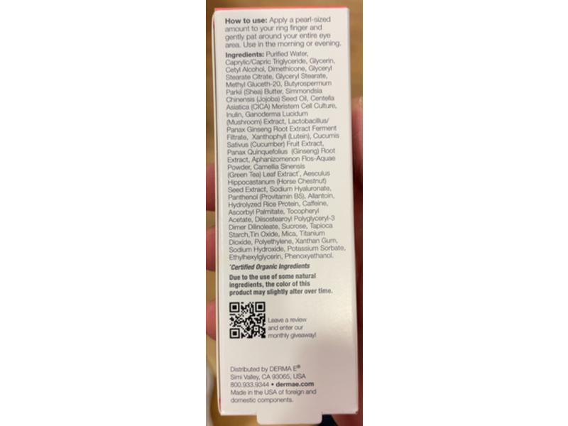 Derma-E Pure Biome Balancing Eye Cream, 0.5 oz/14 g