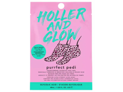 Holler & Glow Purrfect Pedi Foot Mask, Glycolic Acid, 1.35 fl oz/40 mL, Pack Of 6