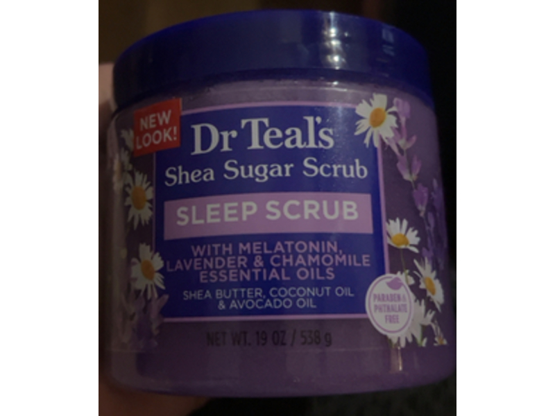 Dr Teal's Shea Sugar Sleep Scrub, Melatonin Lavender & Chamomile Essential Oils, 19 oz/538 g, Pack Of 3