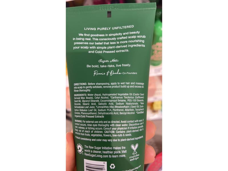 Raw Sugar Micro Polish Scalp Scrub, Eucalyptus + Aloe, 5 fl oz/148 mL