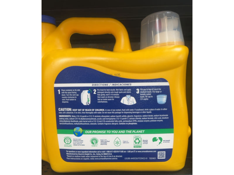 Arm & Hammer Plus OxiClean with Odor Blasters Liquid Laundry Detergent, Fresh Burst, 160 Loads, 208 fl oz/6.15 L