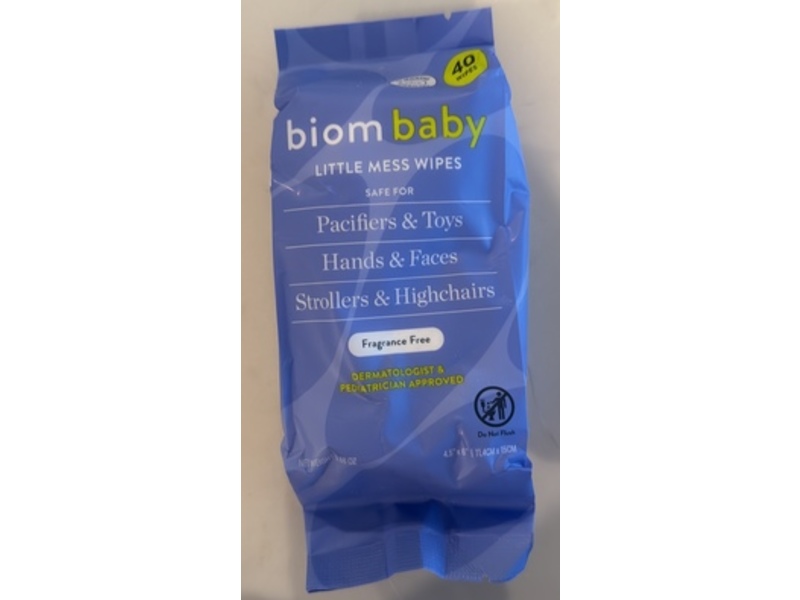 Biom Baby Little Mess Hand & Pacifier Wipes, Fragrance Free, 3.88 oz, 40 Count