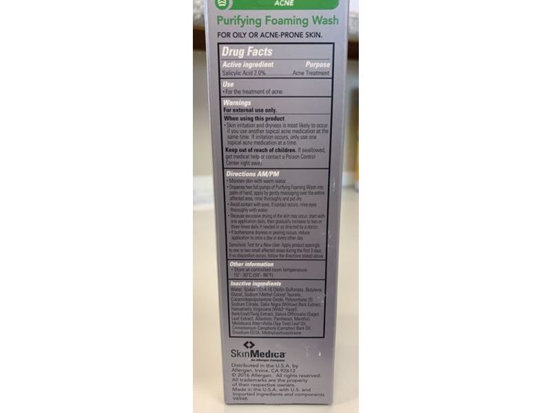 SkinMedica Purifying Foaming Wash, Acne, 5 fl oz/147.9 mL