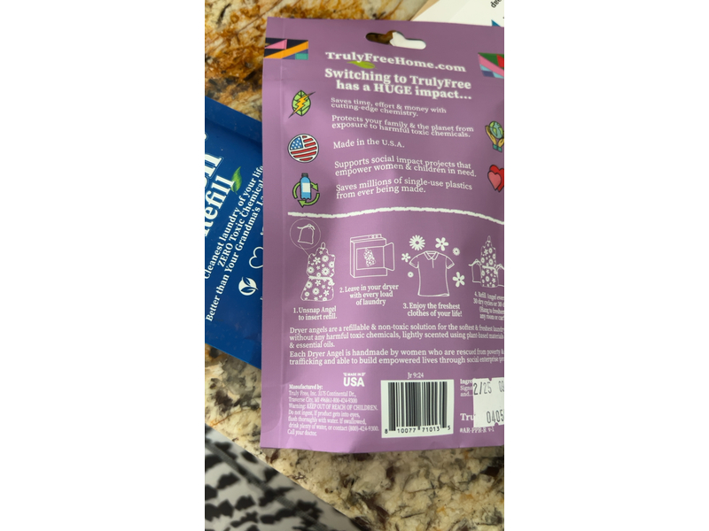 Truly Free Dryer Angel Sheet, Geranium Lemongrass Scent, 1.3 oz/37 g, 2 Count