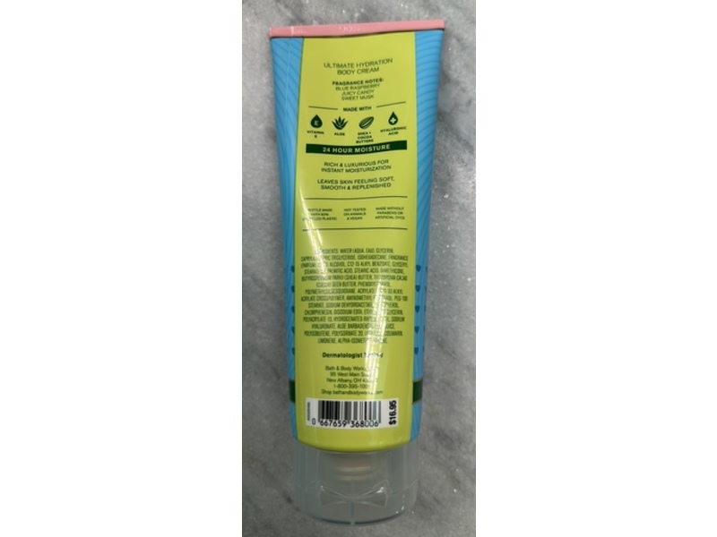 Bath & Body Works Ultimate Hydration Body Cream, Blue Raspberry Burst, 8 oz/226 g