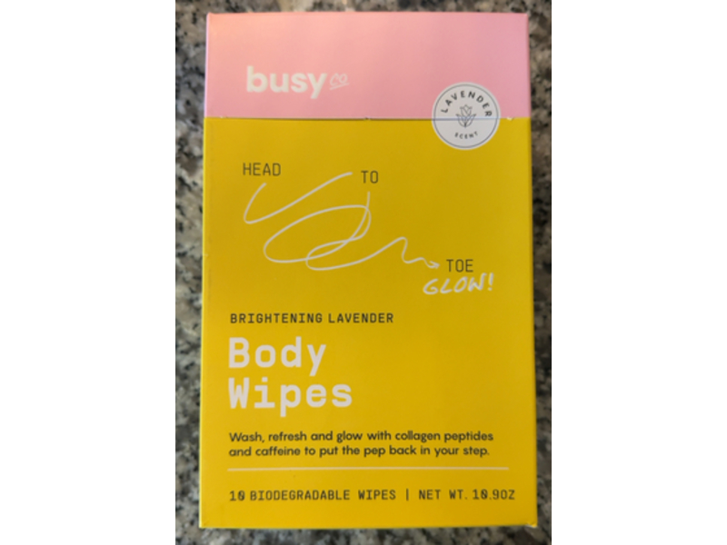 Busy Co Brightening Body Wipes, Lavender, 10.9 oz, 10 Count