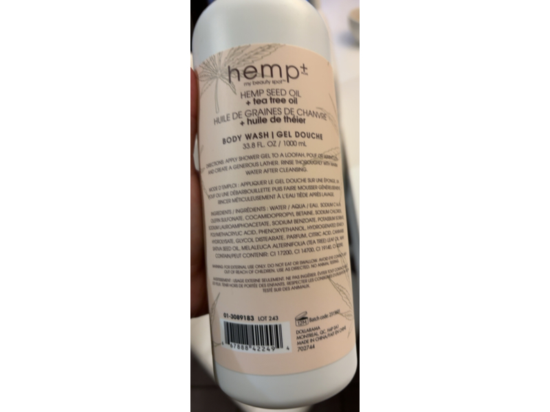 My Beauty Spot Body Wash, Hemp Seed Oil + Tea Tree Oil, 33.8 fl oz/1000 mL