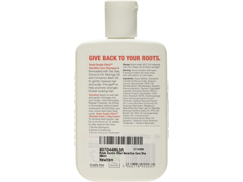 Roots Double Effect Sensitive Care Shampoo, 8.4 fl oz/250 mL