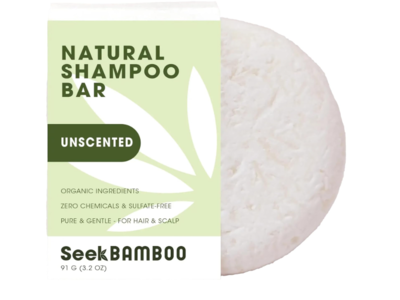 Seek Bamboo Natural Shampoo Bar, Unscented, 3.2 oz/91 g