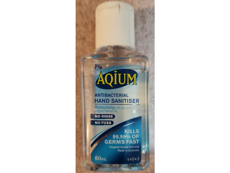 Aqium Antibacterial Hand Sanitizer, Glycerol & Pro Vitamin B5, 60 mL