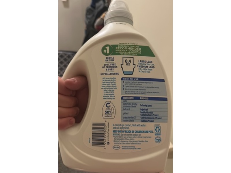 All Fabric Softener, Free Clear, 200 Loads, 80 fl oz/2.36 L