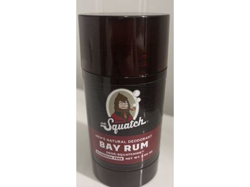 Dr. Squatch Men's Natural Deodorant, Bay Rum, 2.65 oz