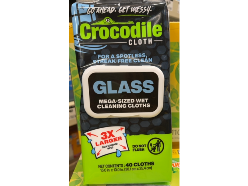 Crocodile Cloth Glass Mega-Sized Wet Cleaning Cloths, 40 Count
