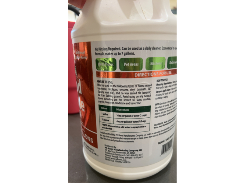 Harris Vinegar Powdered Hardware & Laminate Floor Cleaner, Orange Scent, 128 fl oz/3.78 L