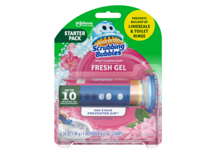 SC Johnson Scrubbing Bubbles Fresh Gel Toilet Cleaning Stamp Kit, Floral Fusion, 1.34 oz/38 g